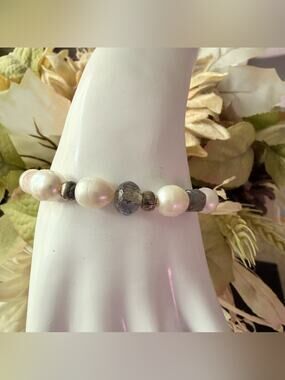 Peyote Bird 925 Sterling Silver Pearls & Stone Beaded Bracelet NEW